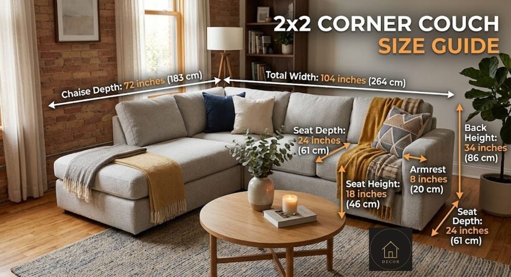 2×2 Corner Couch Guide: Best Small Space Sectional for Apartments (2026) 2x2 corner couch dimensions and room measurement guide