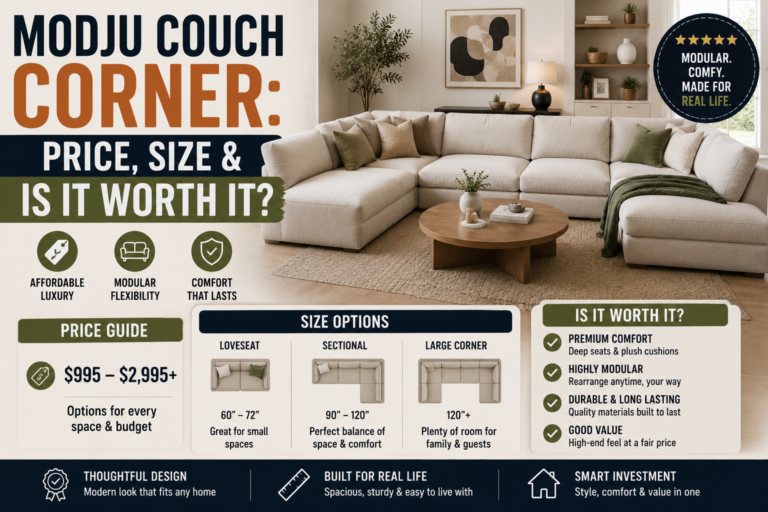modju corner couch in a modern living room highlighting price, size options, modular design, and comfort for everyday living.