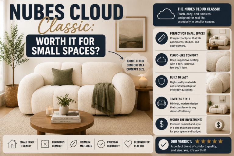 nubes cloud classic review featuring a compact cloud sofa designed for small living rooms and apartments.