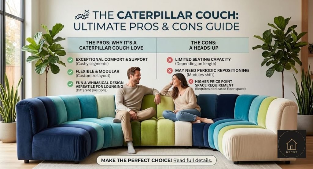 Caterpillar Couch Guide: Prices, Sizes, Comfort & Buying Tips (2026) caterpillar couch pros and cons showing benefits and limitations