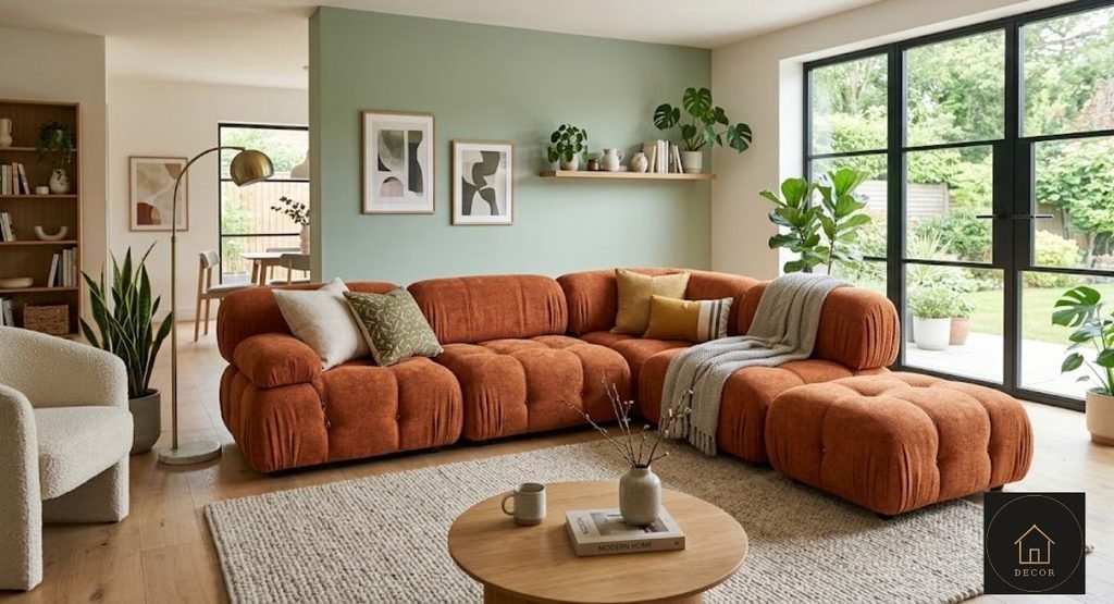 Caterpillar Couch Guide: Prices, Sizes, Comfort & Buying Tips (2026) caterpillar couch with segmented cushions in a modern living room