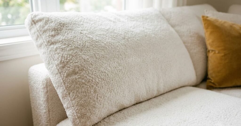 Cloud Couch: What It Is, What It Costs & 7 Buying Mistakes chenille fabric texture on cloud couch