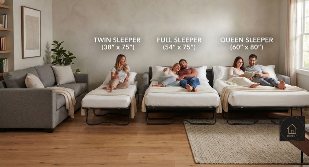 cloud sleeper sofa mattress size comparison showing different full and queen dimensions