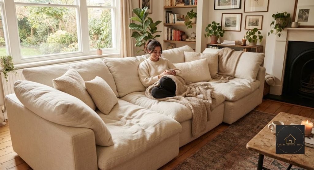 What Is a Cloud Sofa? The Deep, Squishy Couch Everyone's Talking About Deep-seated cloud sofa with oversized cushions in a living room