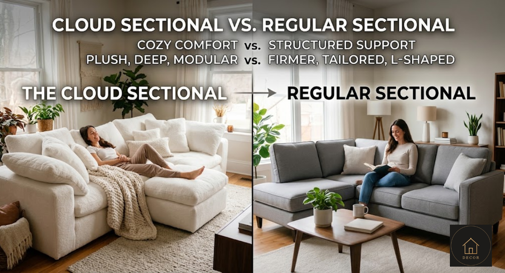 comparison between cloud sectional sofa and traditional sectional couch designs