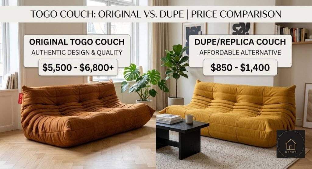 Togo Couch Dupe Guide: Prices, Quality & Buying Tips (2026) comparison of original ligne roset togo sofa price and togo couch dupe prices