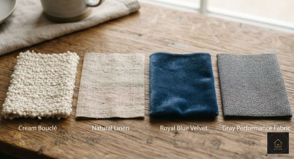 Cloud Corner Sofa Buying Guide: Sizes, Prices & Best Tips different cloud sofa fabric options including boucle linen and velvet (1)