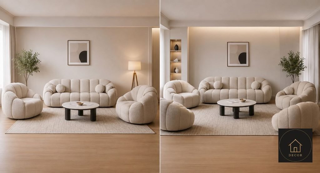 nubes cloud classic 3 piece vs 5 piece modular sofa size comparison