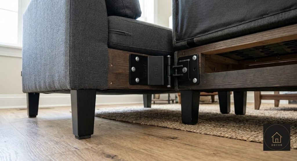 Sectional Couch Brackets: Types, Installation & Fixes sectional couch brackets installed underneath sofa sections
