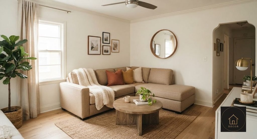 How to Arrange Furniture in a Small Living Room Small-scale corner sectional sofa under 90 inches wide in a compact living room