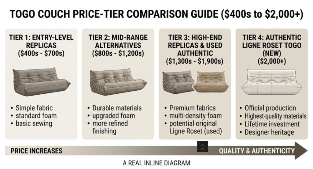 Affordable Togo Sofa: 7 Real Dupes Under $2,000 (2026) affordable togo sofa price comparison chart
