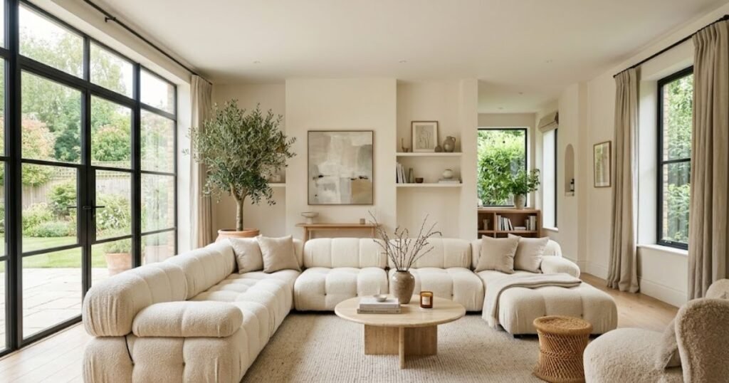 bellini couch dupe modular sofa in cream boucle fabric