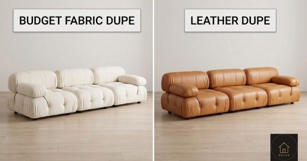 bellini couch dupe price comparison budget fabric vs leather