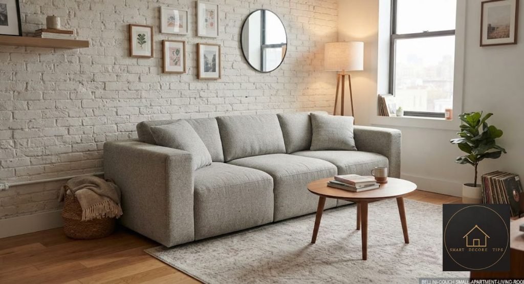 Is a Bellini Couch Comfortable? Real Seat Height Numbers Bellini couch dupe in a small apartment living room
