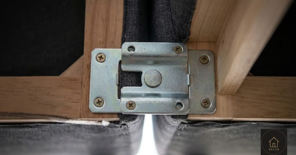 Bellini Dupe Hardware & Foam: What's Actually Under the Fabric bellini dupe hardware connector bracket close up
