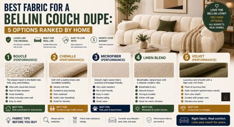 best fabric for a bellini couch dupe