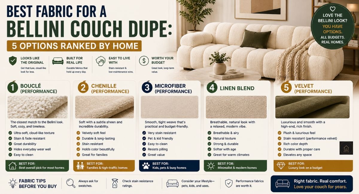 best fabric for a bellini couch dupe