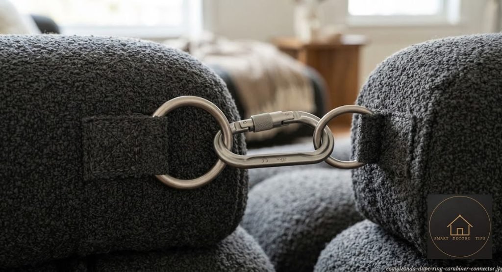 Bellini Couch Dupe Prices: $1,000 to $10,700 (2026) Brass ring and steel carabiner joining two modular Camaleonda-style sofa modules.