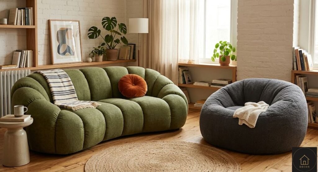 Caterpillar Sofa vs Bean Bag: The Real Difference caterpillar sofa vs bean bag side by side comparison in living room