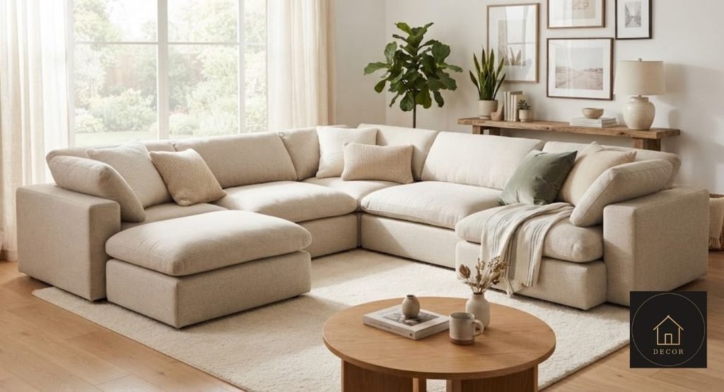 cloud couch color and fabric guide showing oatmeal weave boucle and velvet textures