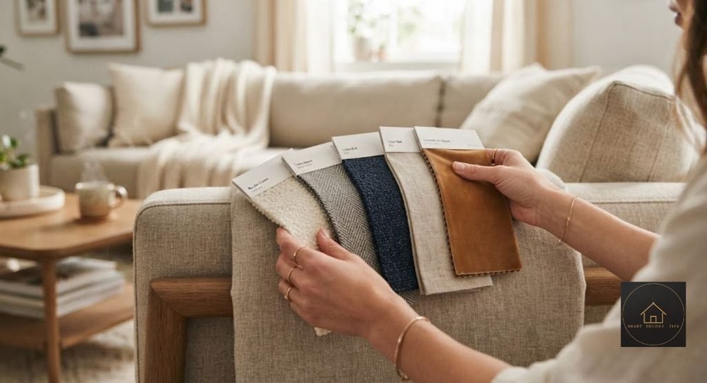 fabric swatches for choosing a custom couch