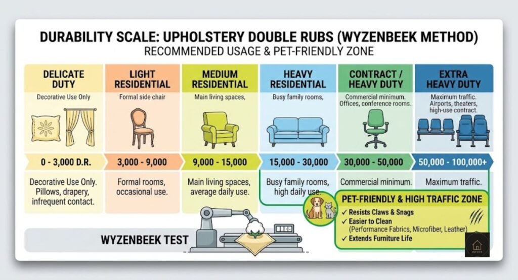 Best Fabric for Pet-Friendly Loveseat: 5 That Hold Up double rub count chart for pet friendly loveseat fabric