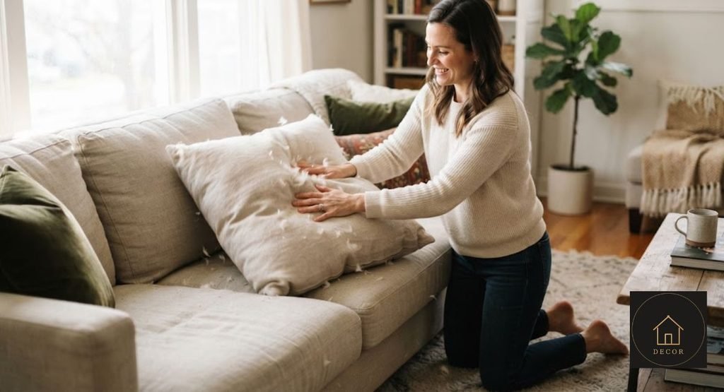 how to fluff a down sofa cushion and restore its shape after use