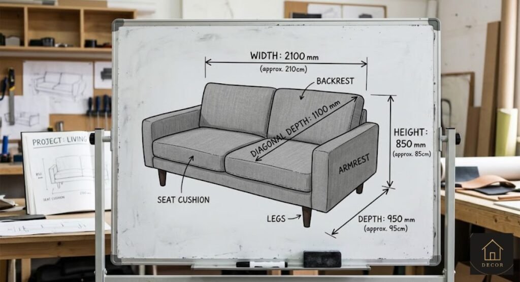 how to measure for a couch width depth height diagram