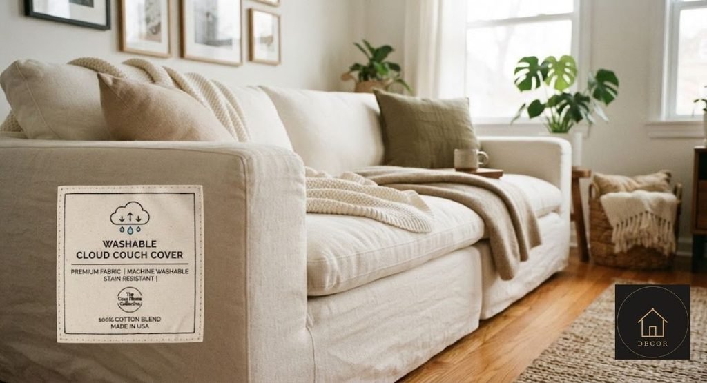 machine washable cloud couch cover with care label