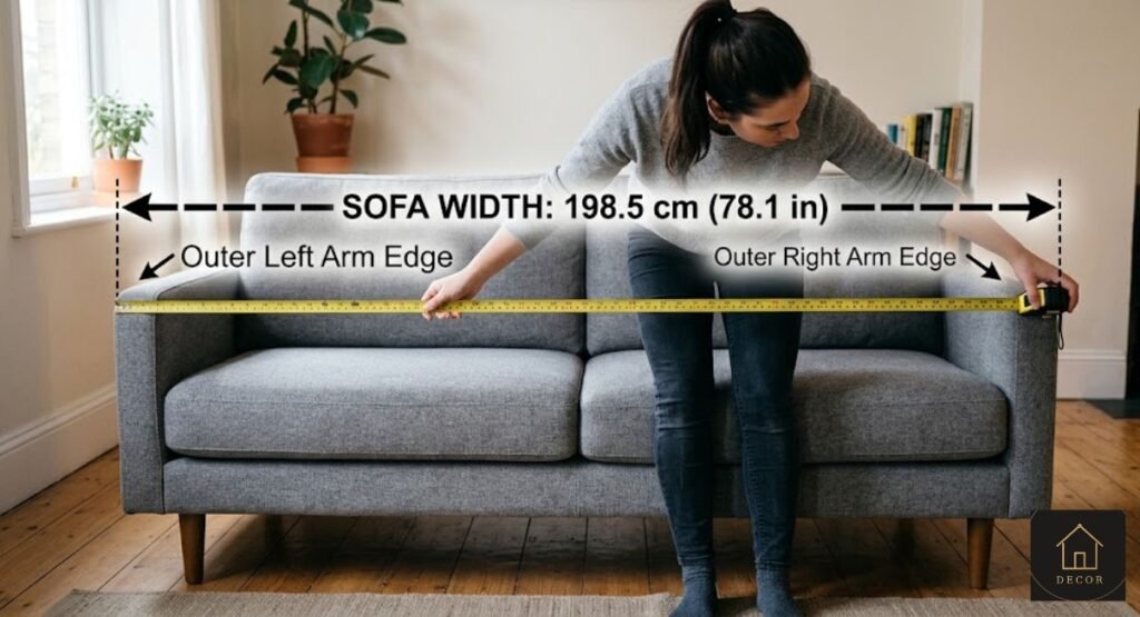 measuring couch width arm to arm