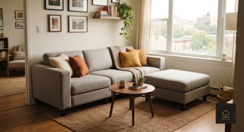 Modular Loveseat with Ottoman: Is It Worth It? modular loveseat with ottoman measured in a small apartment layout