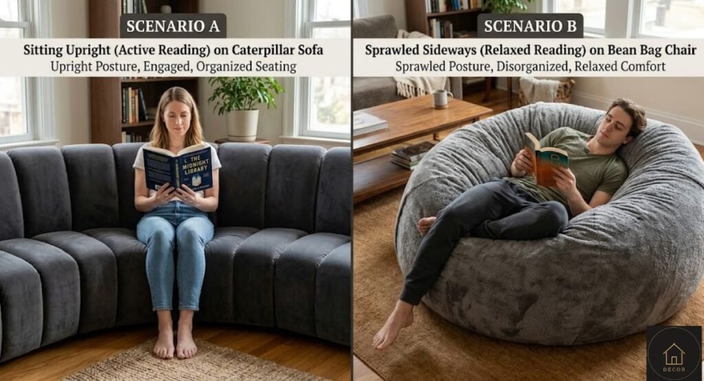 Caterpillar Sofa vs Bean Bag: The Real Difference sitting comfort caterpillar sofa vs bean bag chair