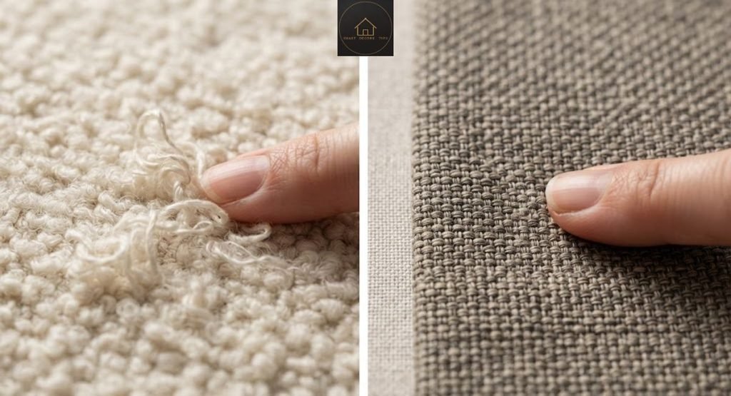 Best Caterpillar Sofa for Pets: Fabrics That Survive Claws Fingernail scratch test on loopy chenille and tight velvet swatches