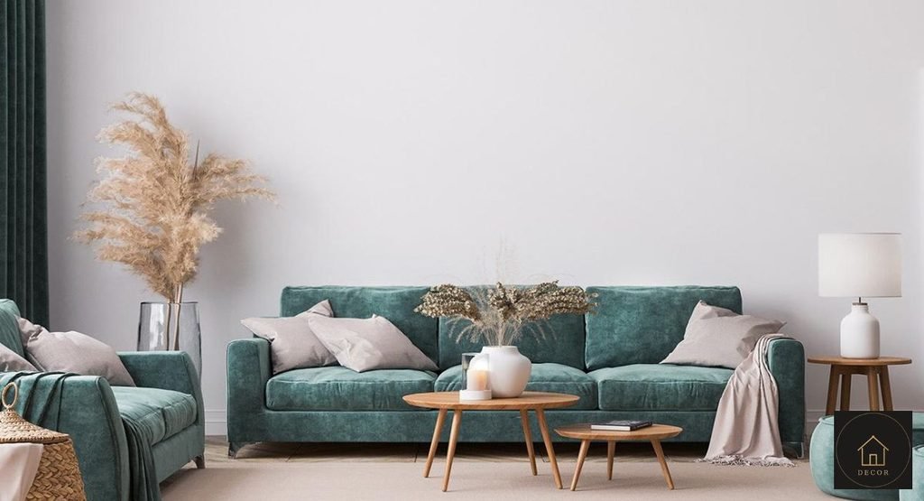 Teal Sofa Guide: Colors, Prices, Fabrics & Decorating Tips (2026) teal sofa in a modern living room with warm neutral decor