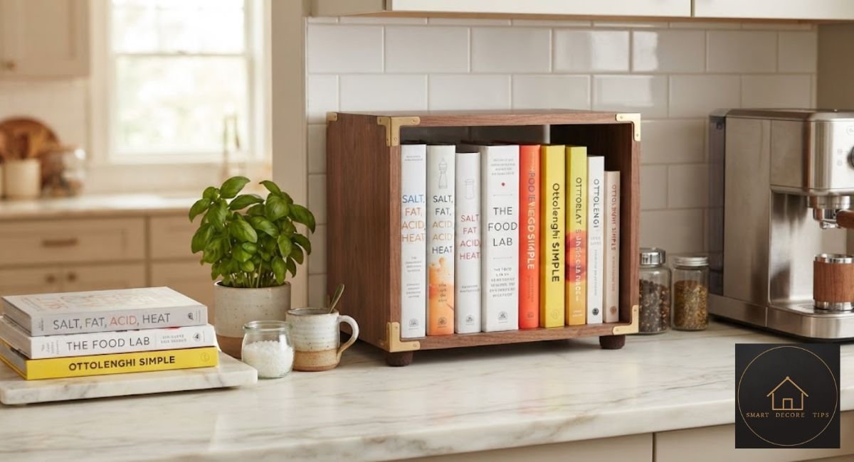 kitchen counter bookshelf