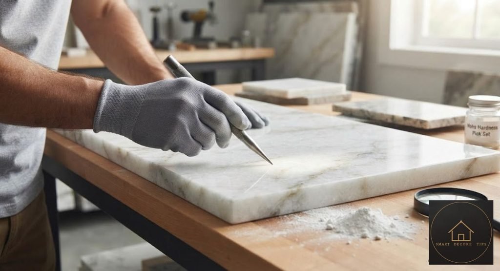 testing quartzite as a new countertop material with a scratch test