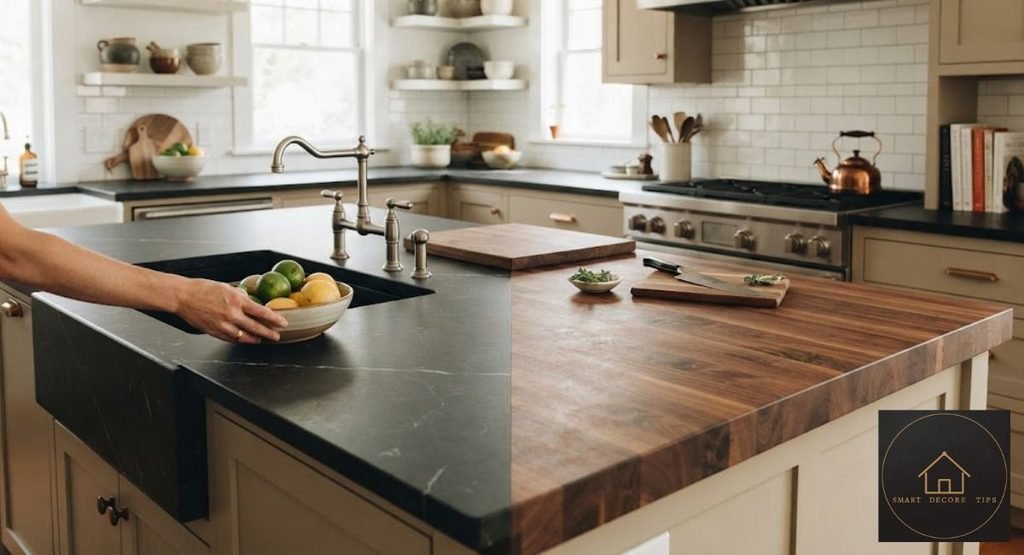 soapstone and butcher block as new-again countertop material options