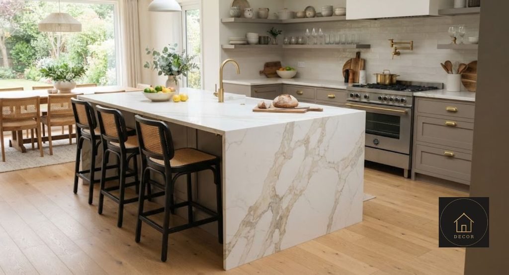 Countertop Design Ideas for 2026: 9 Trends Worth Copying (and 3 to Skip) countertop design ideas 2026 waterfall edge quartz kitchen island