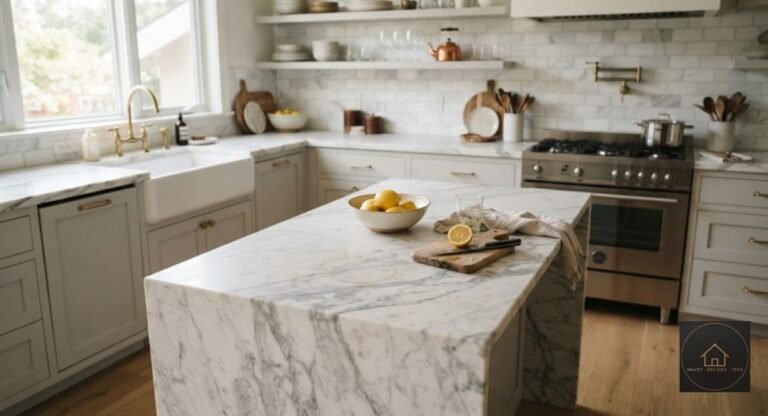 white marble kitchen