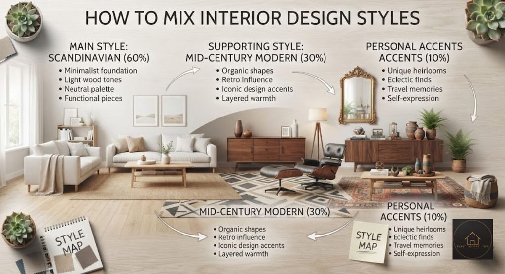 how to mix interior design styles diagram