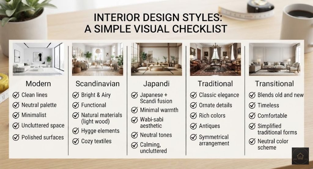 interior design styles checklist